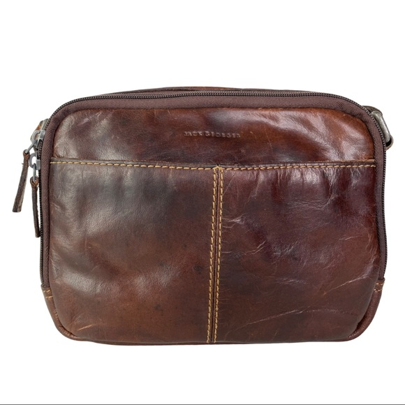 SOLD Jack Georges Voyager Dual Zip Crossbody Brown - Picture 4 of 14